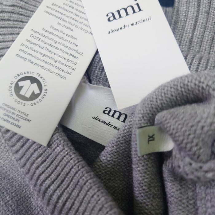 Pull AMI Alexandre Mattiussi Homme Gris Cœur Noir Taille XL - photo numéro 3