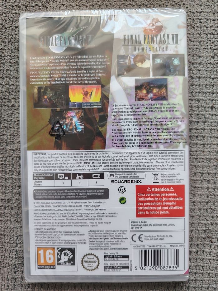 Jeu Switch twin pack final fantasy VII et VIII neuf sous blister - photo numéro 2