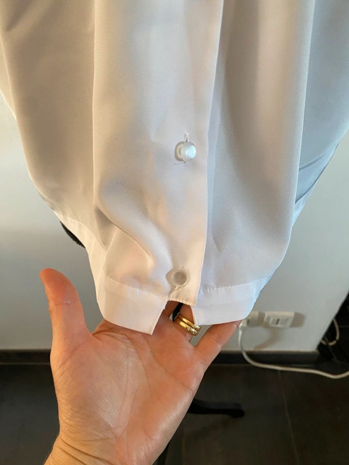 Chemise blanche vintage avec dentelle style broderie taille M - photo numéro 3