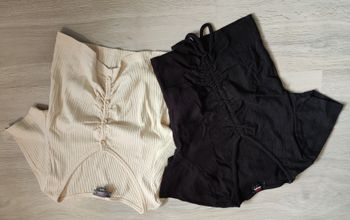 Lot de 2 tops noir et beige Jennyfer Taille S