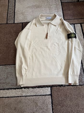 Pull demi-zip Stone Island beige & noir 