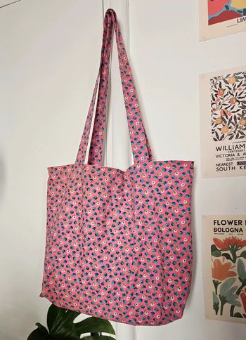 Tote bag fleuri pink