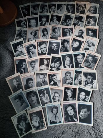 Lot de 54 fiches (l'encyclopédie du cinéma - portrait de stars)