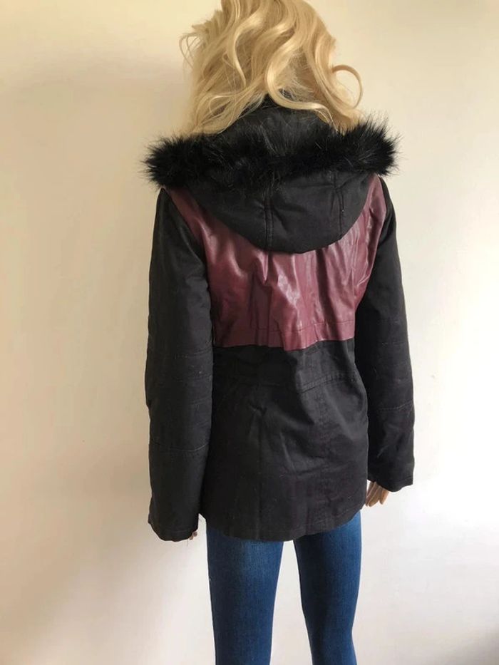 Parka noire et bordeaux avec capuche Morgan taille 40 TBE - photo numéro 11