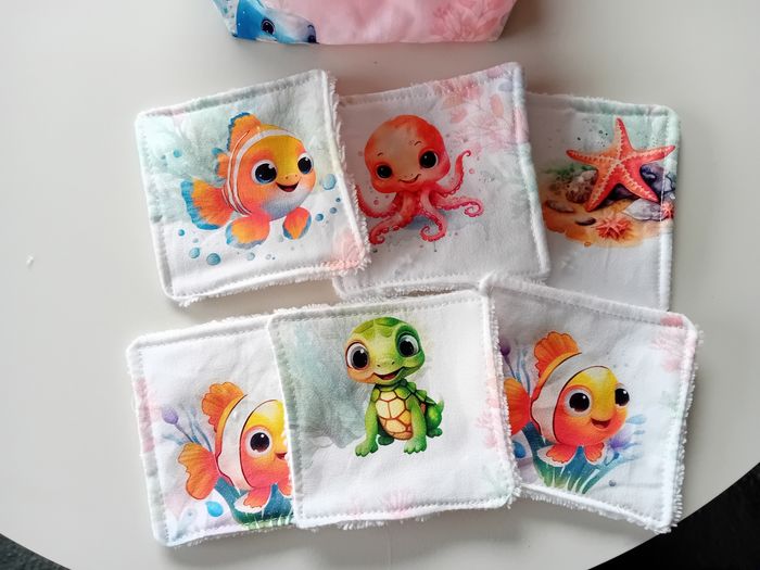 Panière + 6 lingettes thème de la mer - photo numéro 3