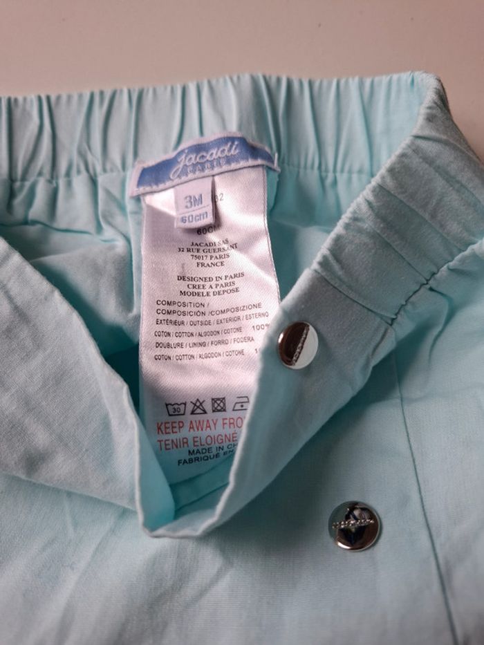 Short turquoise Jacadi pour fille taille 3 mois - photo numéro 3