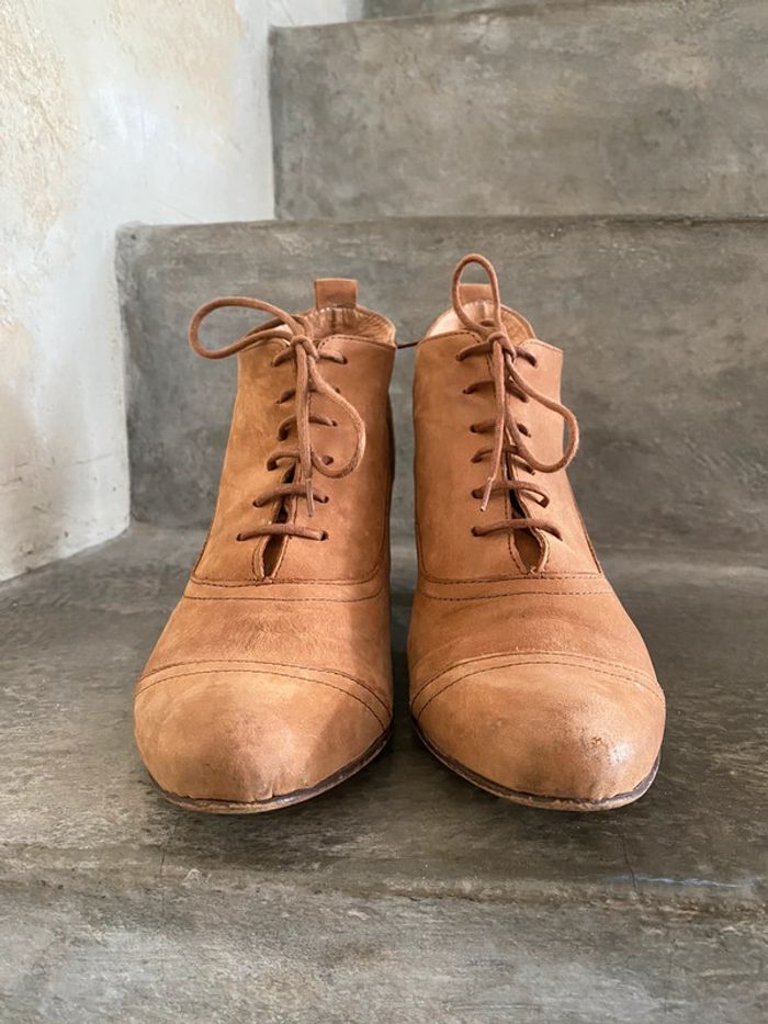 Bottines en cuir daim beige camel San Marina 37 - photo numéro 4