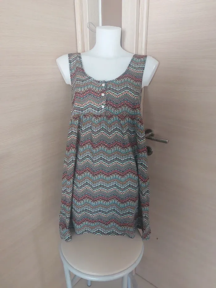 Ensemble robe/shorty imprimé bordeaux multicolore - photo numéro 2