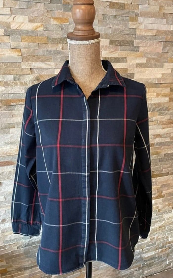 Chemise à carreaux bleue marine Kiabi taille M