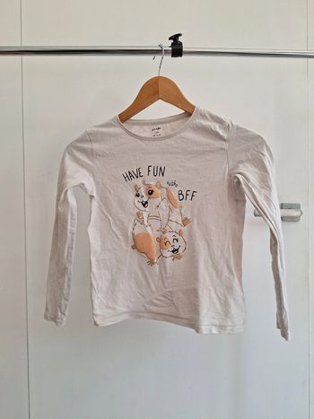 T-shirt manche longue blanc à motif enfant fille Kiabi 10 ans