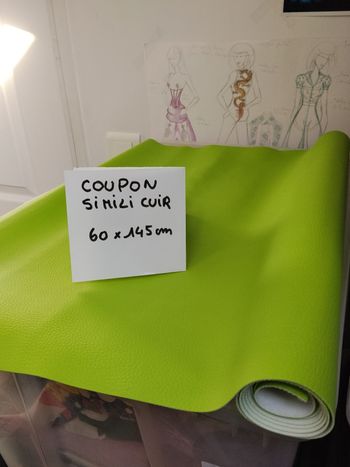 Coupon de similicuir vert anis, couture, tissu, cosplay, loisirs créatifs
