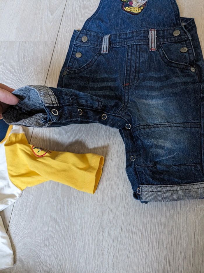 Ensemble chevignon polo manches longues et salopette en jean 6 mois - photo numéro 5