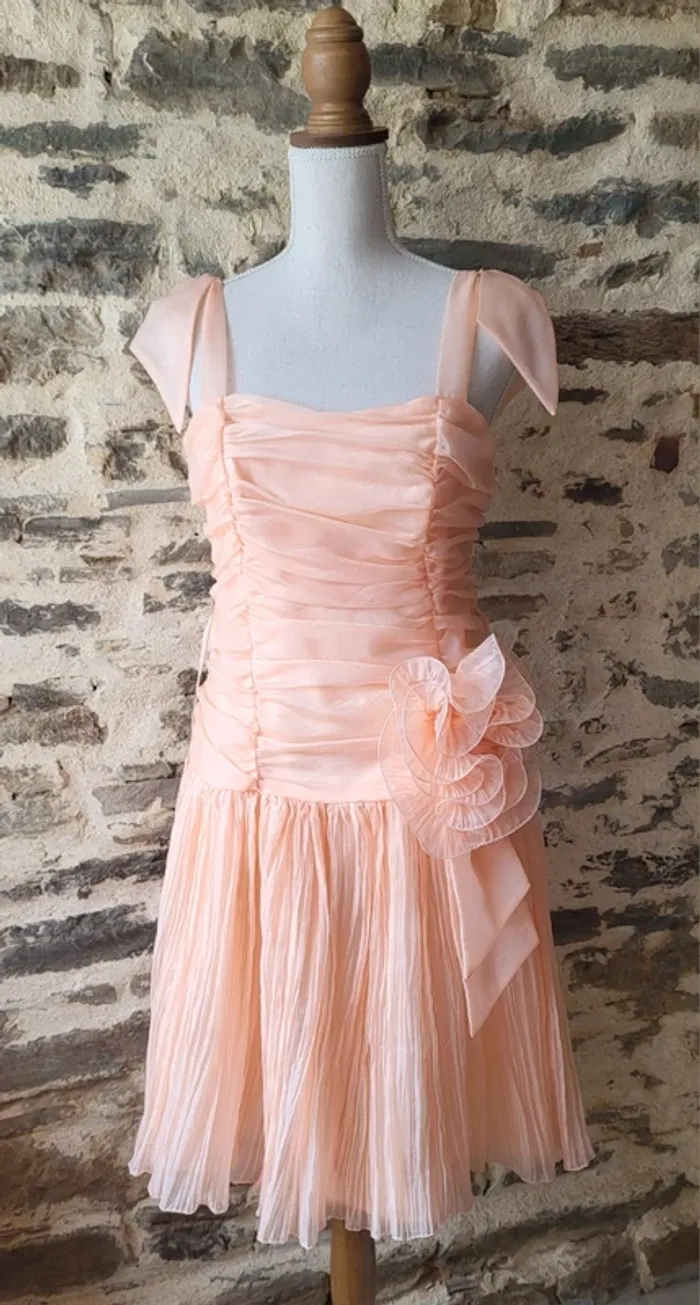 Robe de bal ou de cérémonie rose pâle Taille 40 Fabriquée en France - photo numéro 2