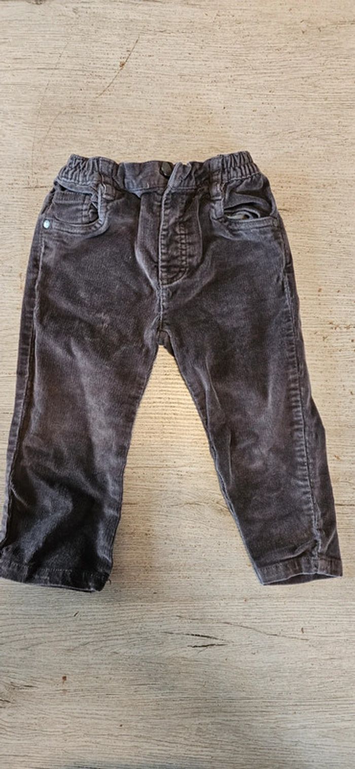Pantalon en velour brun foncé, cotellé, Grain de Blé, 18 mois, nickel
