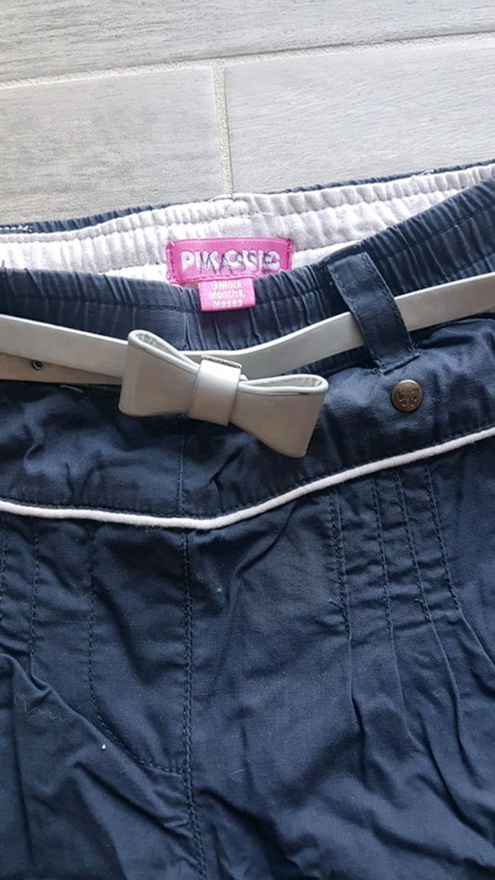 Pantalon marine + ceinture noeud 9 mois - photo numéro 2