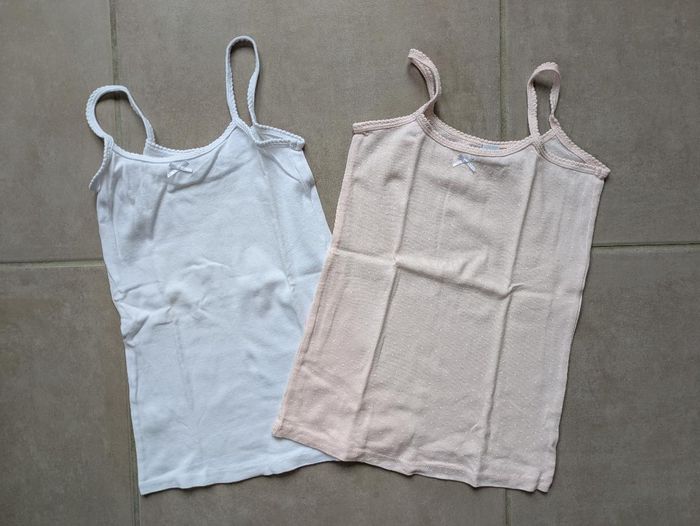 Lot de 2 tricots de peau - maillots de corps fille bretelle été La Halle 10 ans