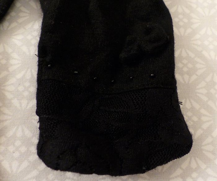 Gants noir avec noeud et dentelle - photo numéro 2