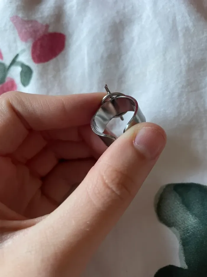 Bague en acier inoxydable argenté ajustable - photo numéro 2