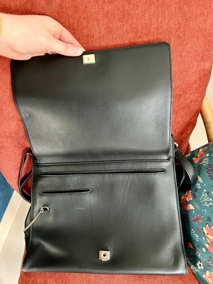 Sac à main noir, en cuir, avec porte carte, Le Tanneur - photo numéro 5