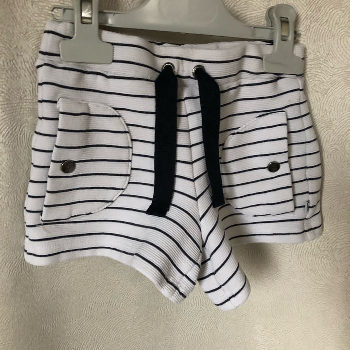 Short jersey blanc rayé marine 3 ans Okaidi - photo numéro 3