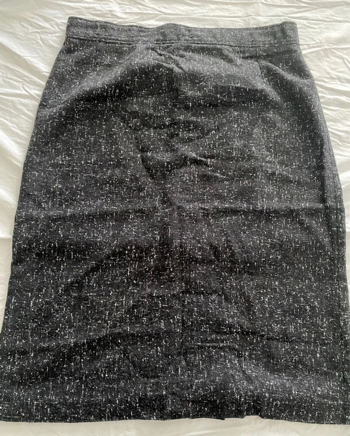 🖤 Jupe droite noire chinée – Taille 40