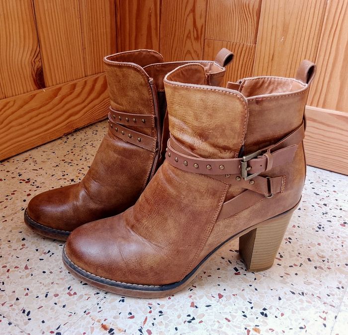 Bottines à talons – Marron effet cuir - photo numéro 2