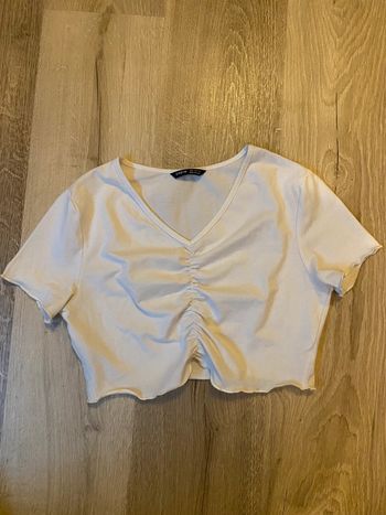 CROP, top, court blanc, col. V.