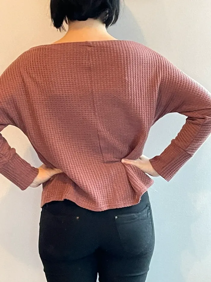 Pull mi saison manches 3/4 rose poudré - photo numéro 2