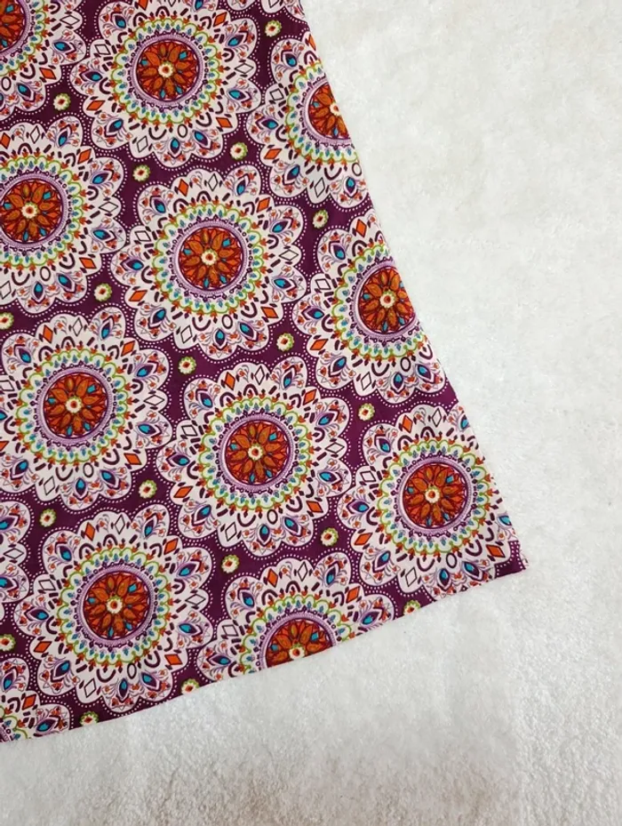 Robe Lara Ethnics neuve violet avec mandala multicolore légère et fluide made in France - photo numéro 5