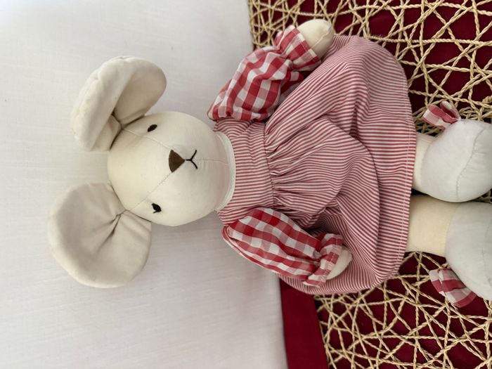 Doudou souris blanche robe rouge NOUNOURS - photo numéro 2