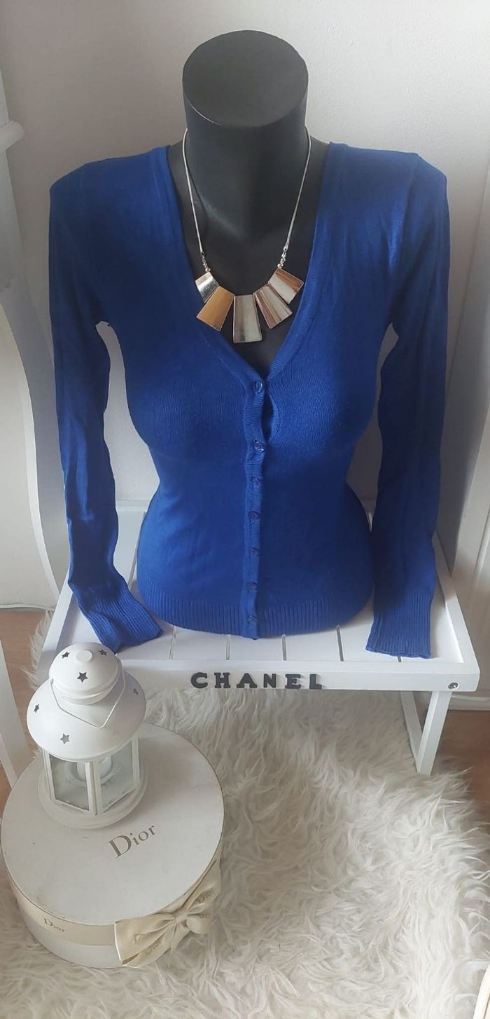 Gilet bleu roi basic casual La Modeuse T.U TBE 💙