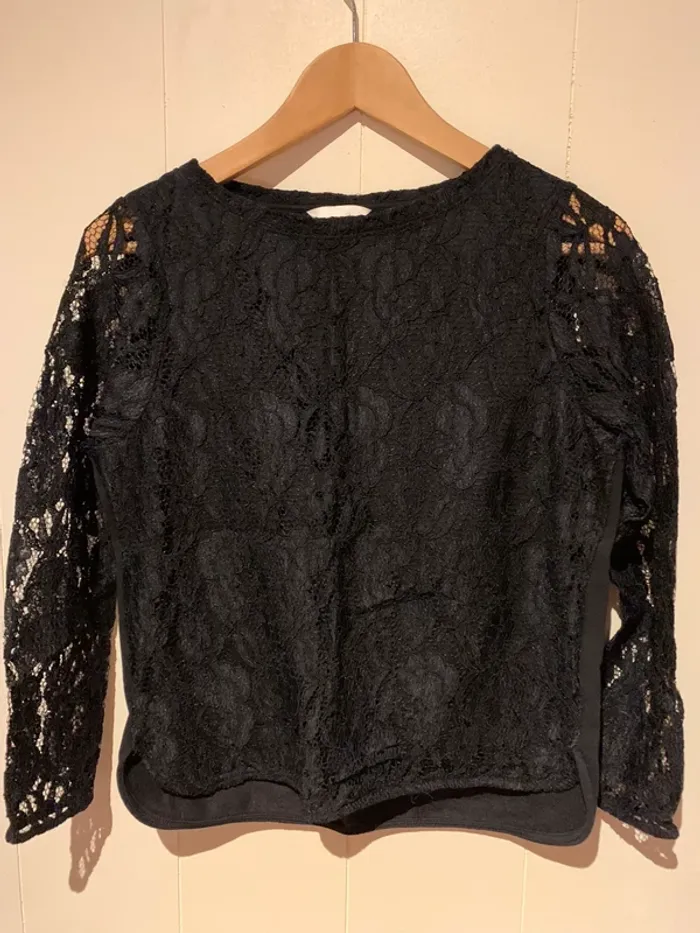 Sweat noir dentelle