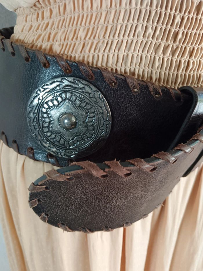 Richard Gampel | ceinture large cuir marron | t. 85 - photo numéro 5