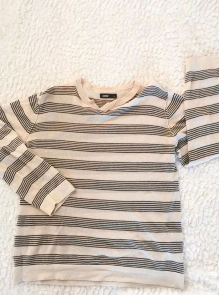 Pull homme fin Celio été en coton rayures marinière L - photo numéro 3