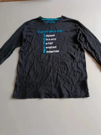 T-shirt manches longues noir séduisant anjouement armand thiery taille l