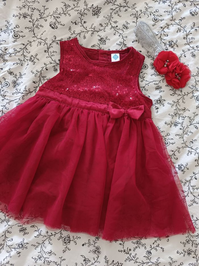 Gilet fourrure et robe rouge 12mois - photo numéro 5