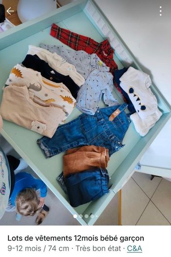 Lots vêtements bébé 12mois garçon 