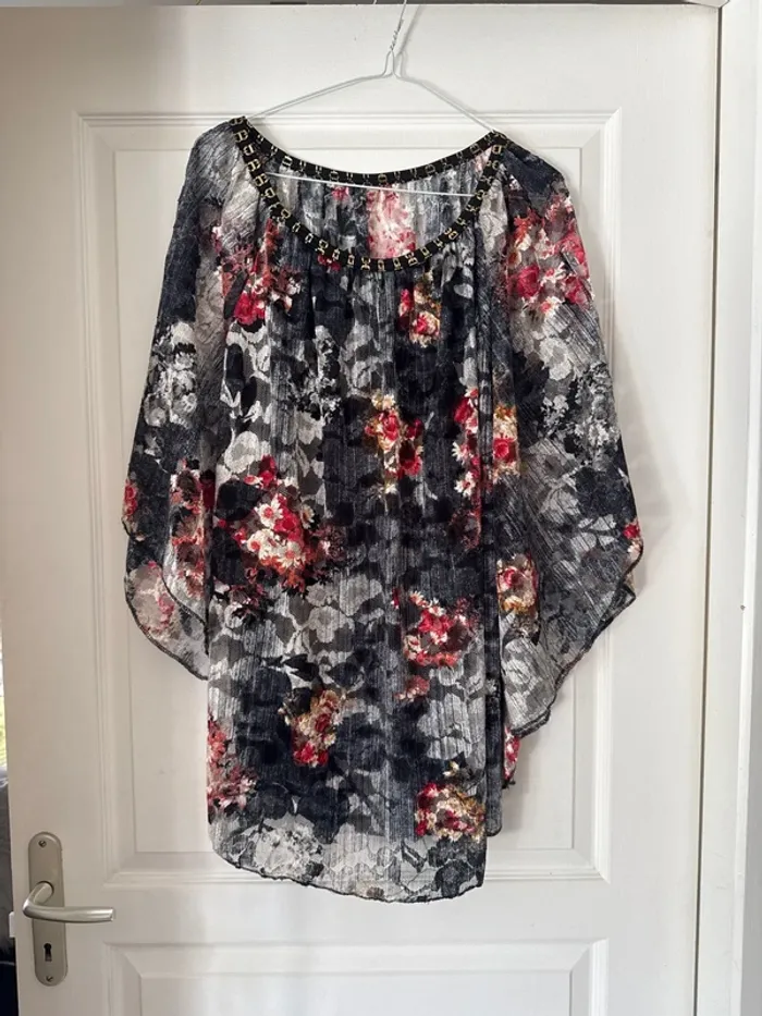 Blouse oversize avec ceinture lien manches chauves souris neuf jamais porté