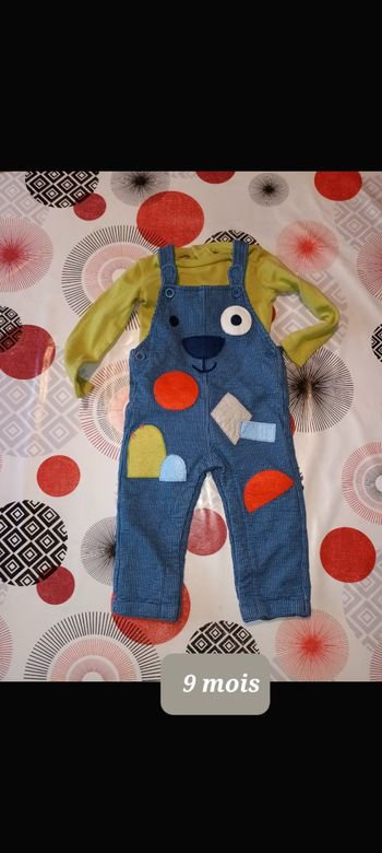 Tenue ensemble salopette molletonnée 👦 taille 9 mois comme neuf