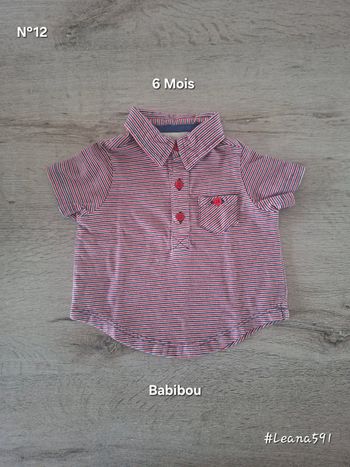 🌷N°12🌷Polo Courtes Manches - Babibou - 6 Mois🌷