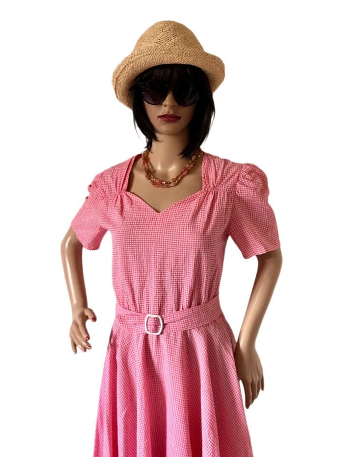 🍓Robe Vintage authentique années 70/80 vichy rose Cottagecore Romantique Retro summer Gingham Dress🍓 - photo numéro 8