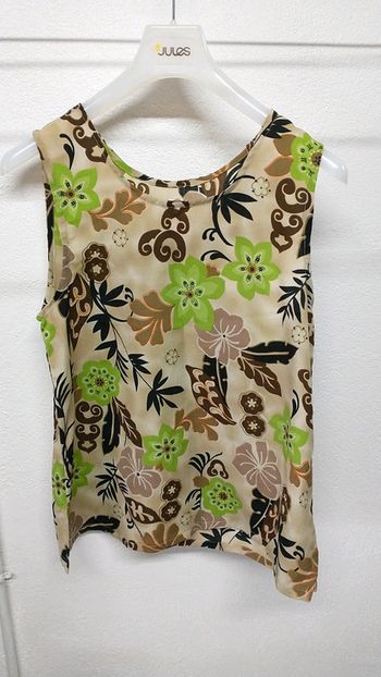 T-shirt sans manches taille M motif imprimé feuilles et fleurs