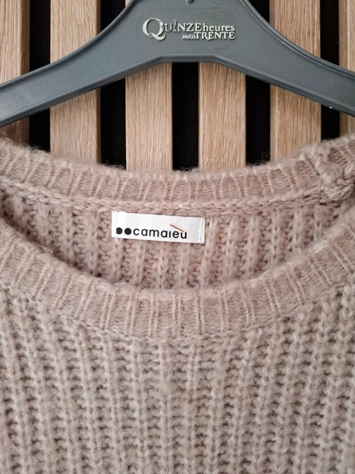 Pull beige moelleux Camaïeu T L - photo numéro 6