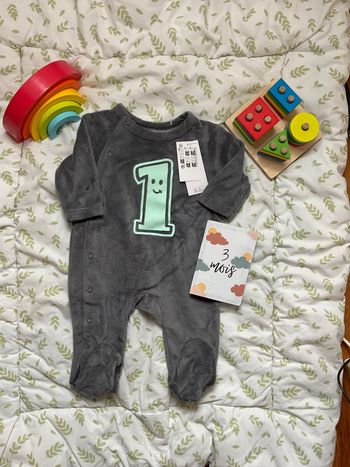 pyjama grenouillère en velours ouverture devant gris 3 mois tex