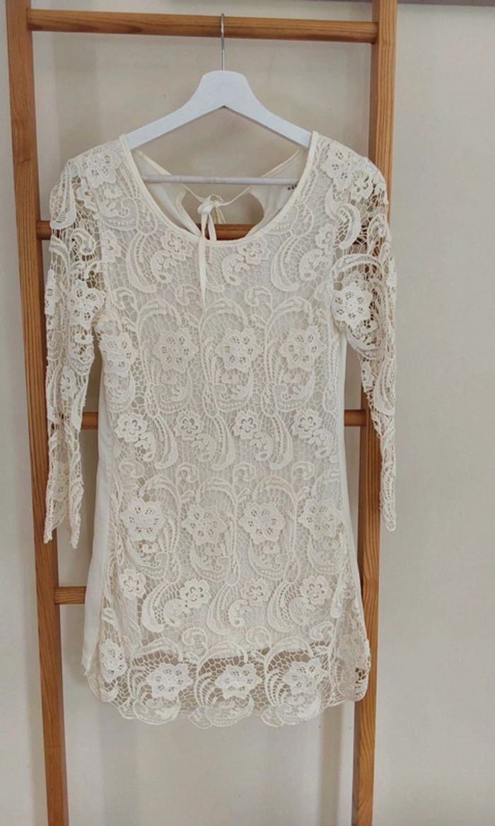 Robe courte crochet blanc crème T36 - photo numéro 4