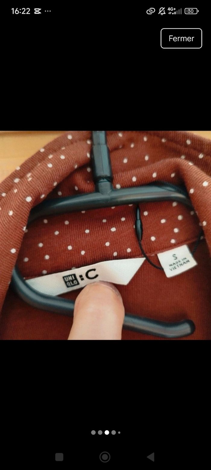 Magnifique robe port Uniqlo marron a petit pois - photo numéro 3