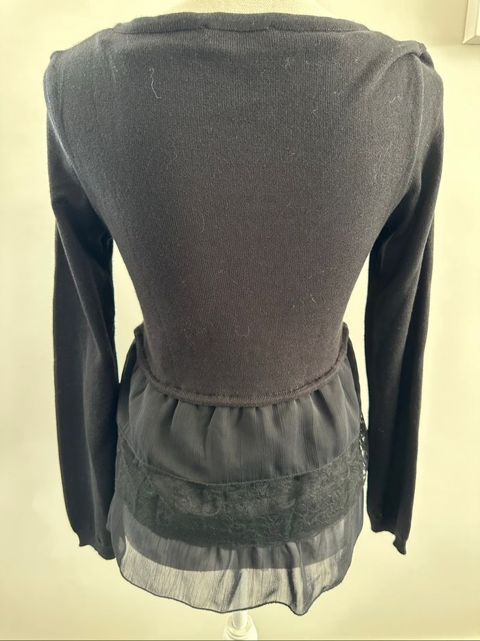 Cardigan blouse noir et argenté clous mesh dentelle Morgan T38 M - photo numéro 4
