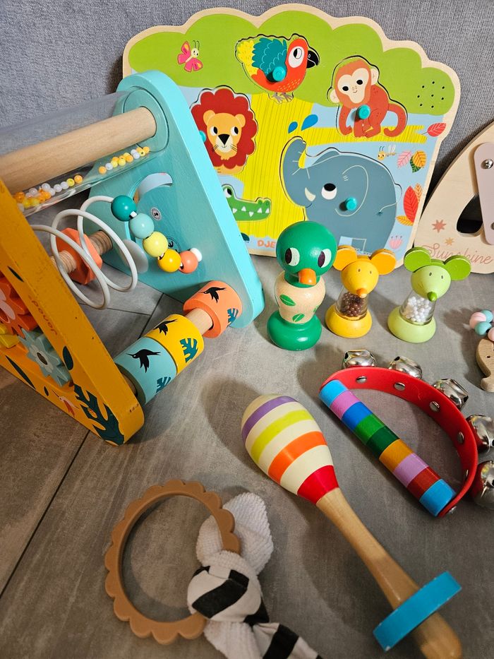 Lot de jouets d'éveils bébé en bois Janod moulin roty djeco... - photo numéro 5