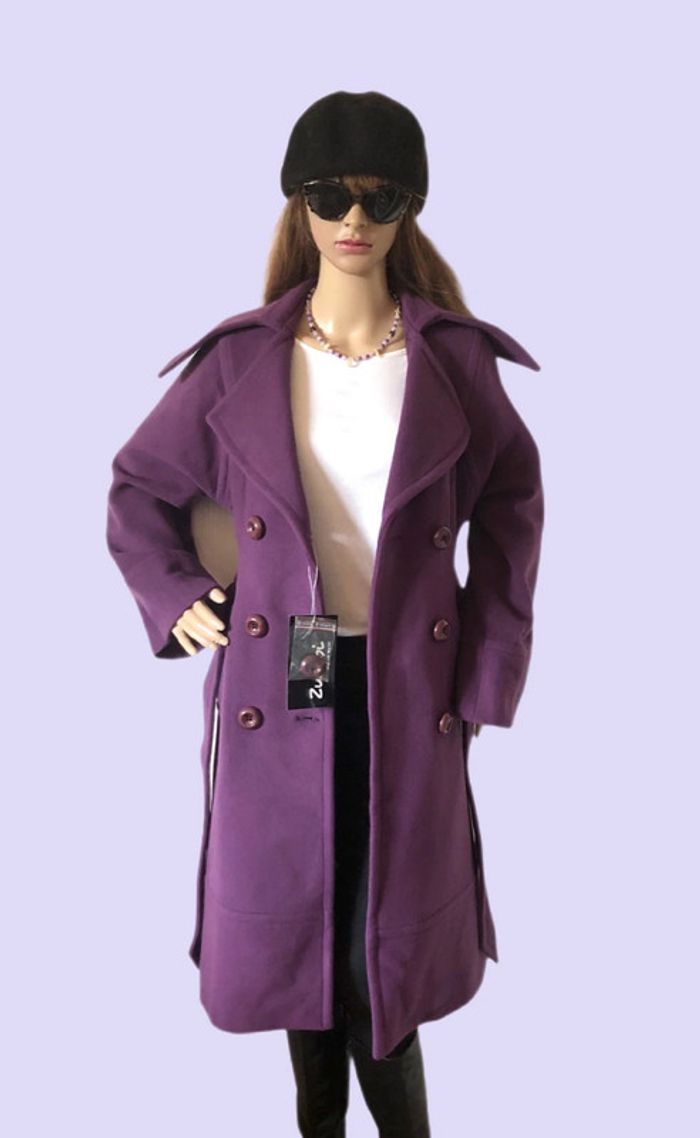 💜Superbe manteau long laine cachemire mauve neuf avec étiquette vintage 00s wool cashmere coat💜 - photo numéro 13
