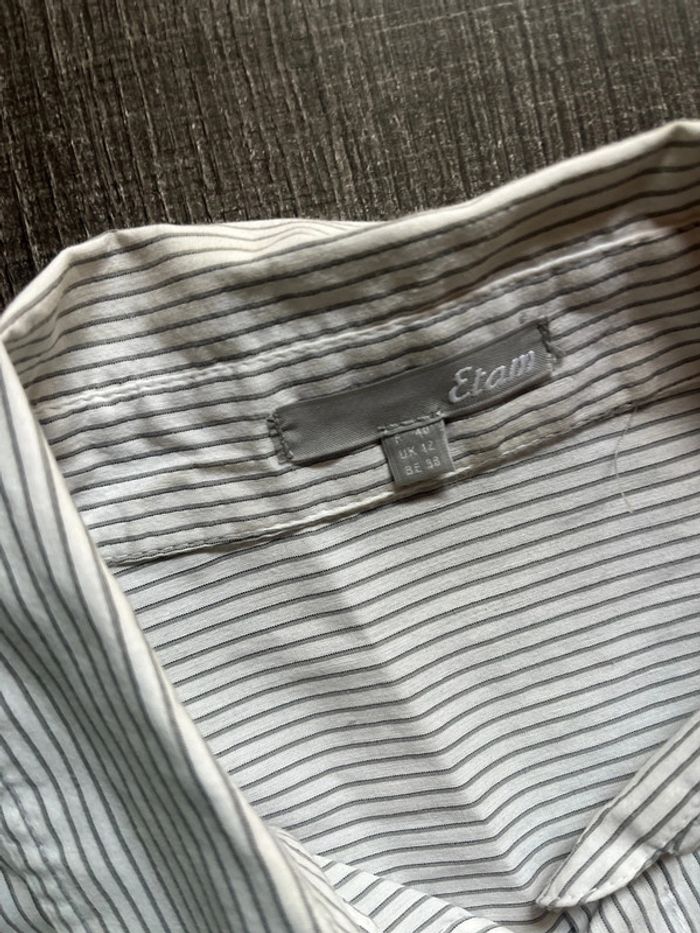 Chemise cintrée, taille 40 couleur blanc, rayures gris clair - photo numéro 5